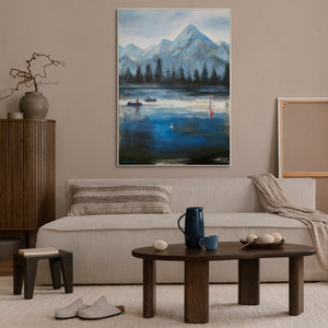 Acryl Kunstwerk Berge und See Moderne Wanddeko