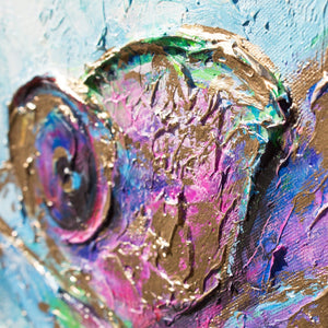 gemälde leinwand Nahaufnahme des Auges mit violett-blauen Farbschichten