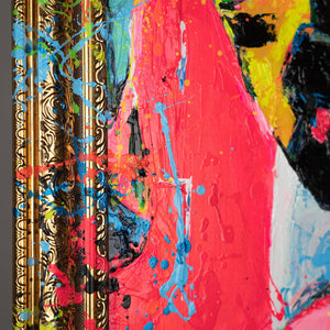 Acrylbild Portrait bunt Strukturmalerei Detail Relief