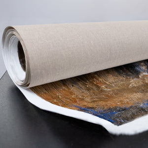 Handgemaltes Acrylbild abstrakt Blau Gold – auf Leinwand gerollt