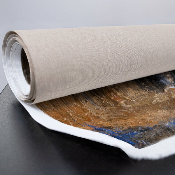 Handgemaltes Acrylbild abstrakt Blau Gold – auf Leinwand gerollt