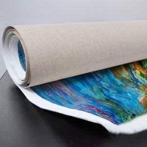 Leinwand mit Acrylstruktur – handgemalte Landschaft mit Fluss