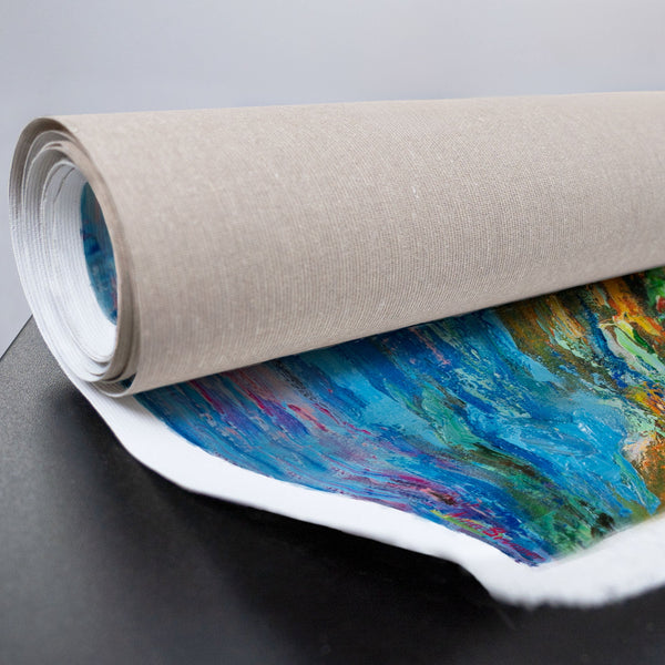 Leinwand mit Acrylstruktur – handgemalte Landschaft mit Fluss