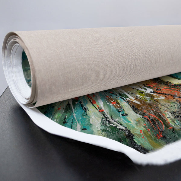 Gerollte Leinwand mit strukturiertem Acryl-Katzenbild