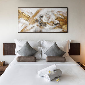 Handgemaltes Acrylbild Gold Beige im Wohnzimmer moderne Kunst