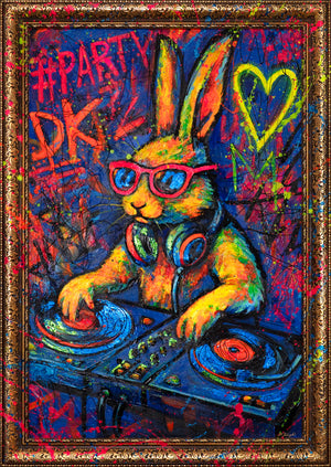 Hase mit Brille Pop-Art Acrylkunst 