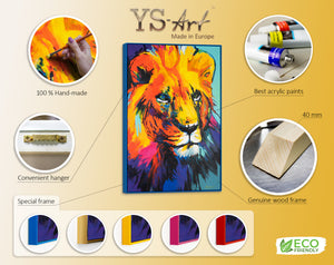 Framed modern office wall decor "Lion's grace"