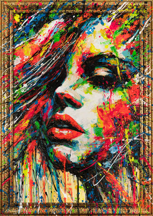 Leinwandbild Acryl abstrakt bunt Porträt handgemalt