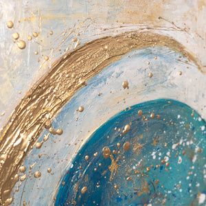 Leinwandbild Blau Gold Relief