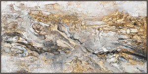 Moderne Acrylmalerei Gold Grau Leinwand Wandkunst Design