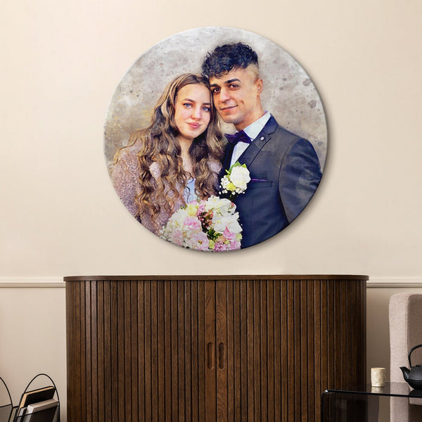 Custom Round Portrait – Hand-Painted Canvas Artwork from Your Photo