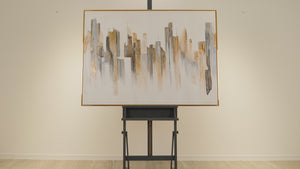 Abstract painting on canvas with frame "Urban rhythms"
