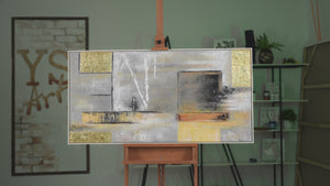 Gold abstract painting with frame "Golden abstraction"