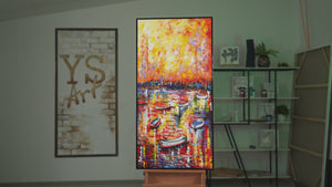 Abstract acrylic painting on canvas with "Jetty" 48x24 inch