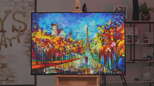 Abstract landscape painting hand painted "Evening in Paris"