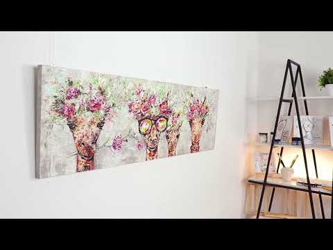 Colorful Giraffes on Canvas – Modern Acrylic Art for Children's Room
