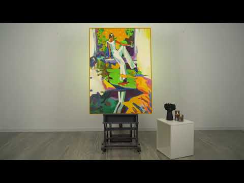 Moderne Kunst auf Leinwand mit Frauensilhouette – "Der Moment der Inspiration"