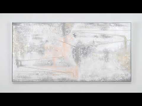 Textured acrylic painting with frame "Golden ribbon"