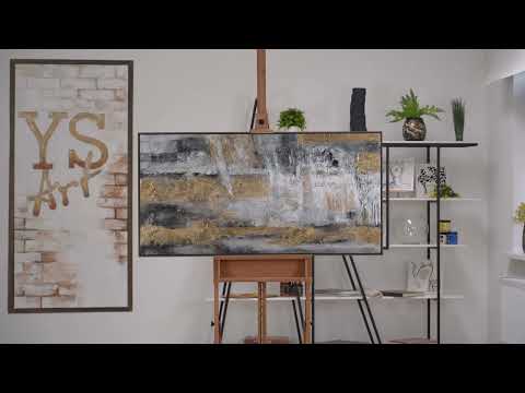 Picture for living room modern with frame "Golden Horizon" 200x100 cm