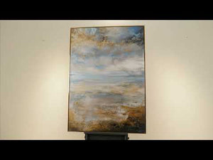Luxury Gold Painting "Mystic Horizon" – Hand-Painted Landscape Canvas with Sky and Nature