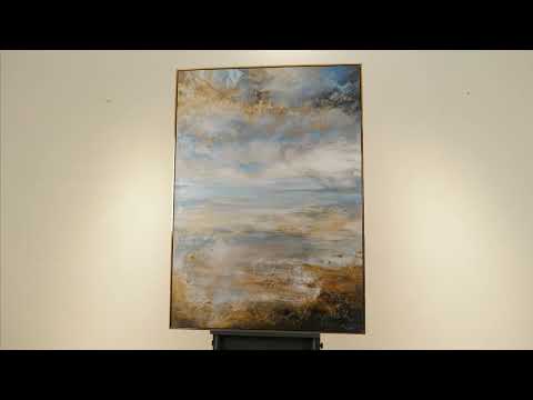 Luxury Gold Painting "Mystic Horizon" – Hand-Painted Landscape Canvas with Sky and Nature