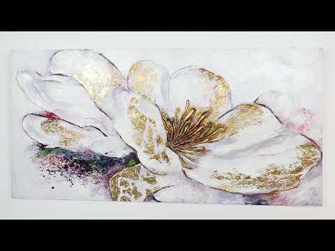 Framed floral wall decor "Golden peony"