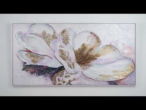 Framed floral wall decor "Golden peony"
