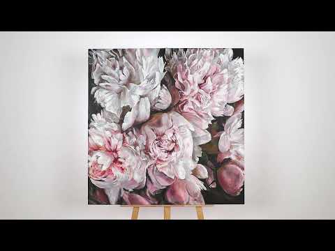 Painting of flowers for living room "Bouquet of peonies"