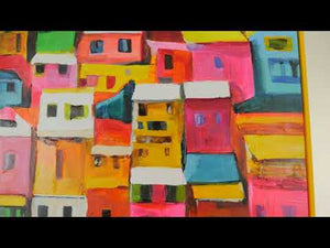 Modern abstract art with frame "Abstract small town"