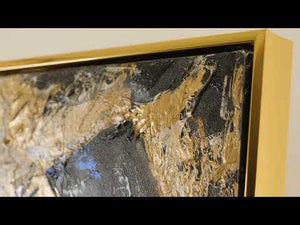 Black and Gold Abstract "Golden Contrast" – Textured Modern Acrylic Painting on Canvas