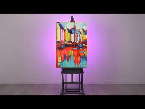 Framed canvas painting "Yachts and mooring"