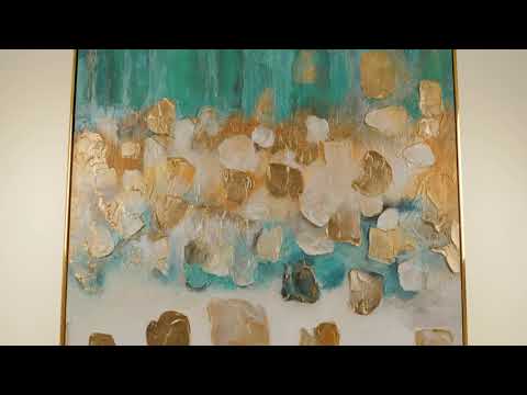 Luxury Gold Painting "Aquamarine Dreams" – Modern Canvas with Blue and Gold Accents