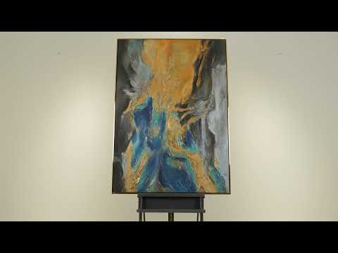 Framed textured acrylic painting on canvas "Abstract symphony"