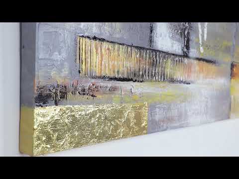 Gold abstract painting with frame "Golden abstraction"