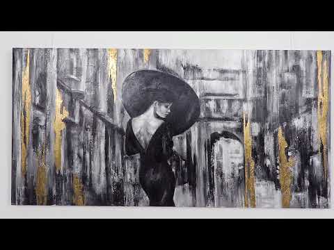 Modern art acrylic painting with frame "Film reel"