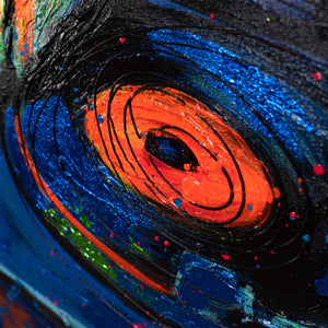 Rote Schallplatte mit Farbe abstrakte Acrylkunst auf Leinwand