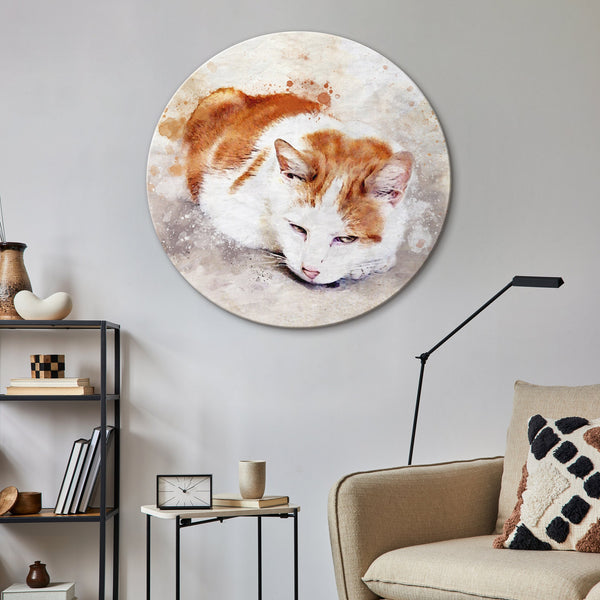 Rundes Leinwandbild Haustier Acrylmalerei moderne Deko