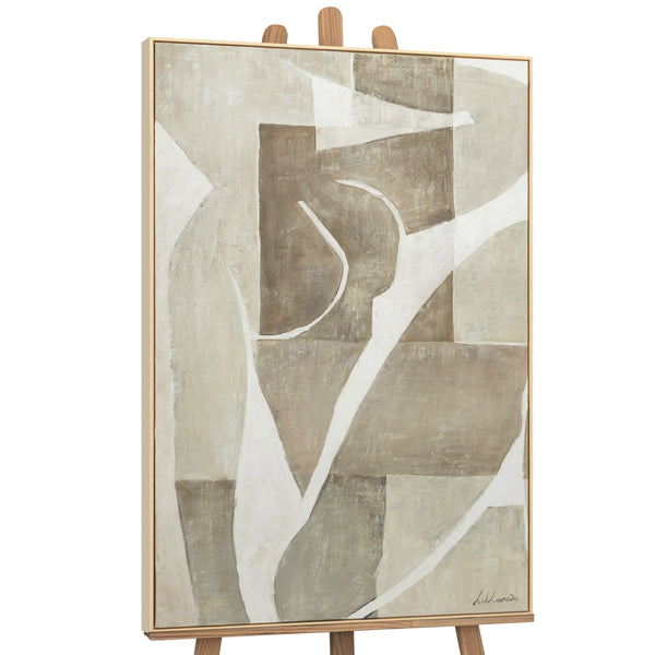 Signatur Künstler Acrylbild Beige Grau handgemalte Kunst