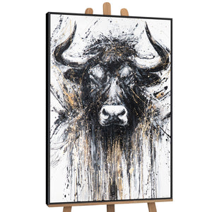Stierporträt handgemaltes Acryl Leinwandbild Wohnzimmer