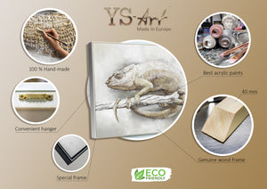 Strukturierte Acrylmalerei Chamäleon Beige Grau Naturmotiv