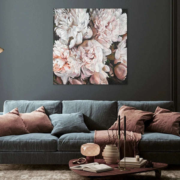 Painting of flowers for living room "Bouquet of peonies"