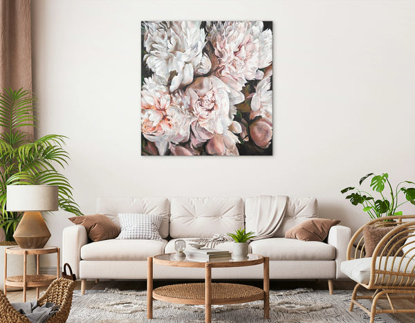Painting of flowers for living room "Bouquet of peonies"