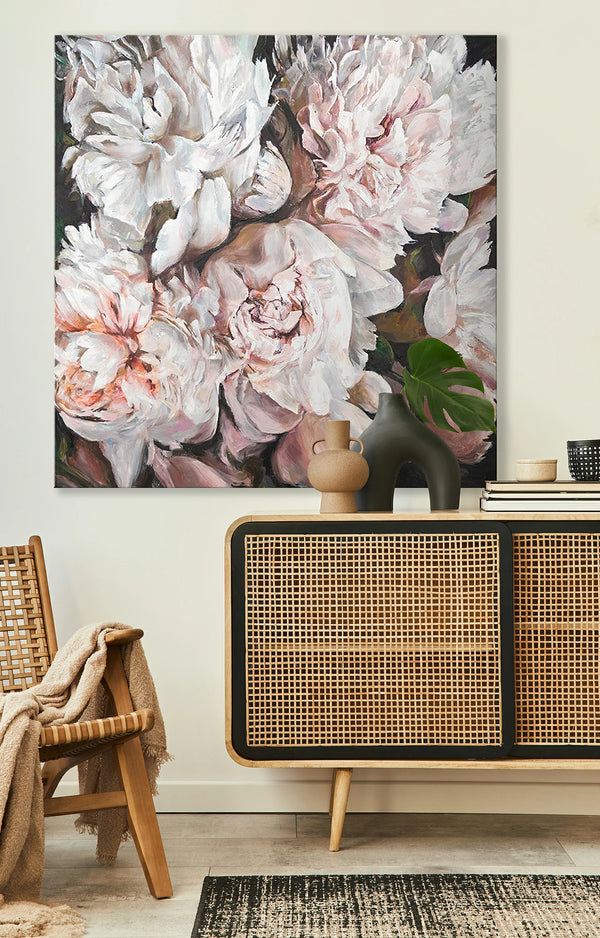 Painting of flowers for living room "Bouquet of peonies"