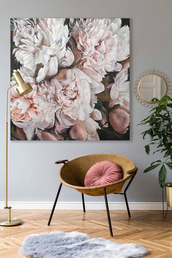 Painting of flowers for living room "Bouquet of peonies"