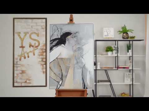 Large abstract wall art with frame “Mechelen”